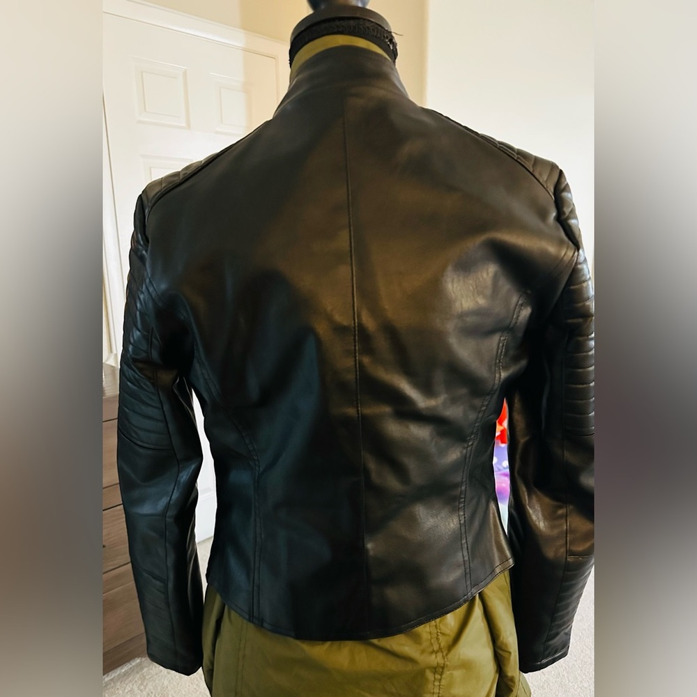 Biker faux leather jacket.